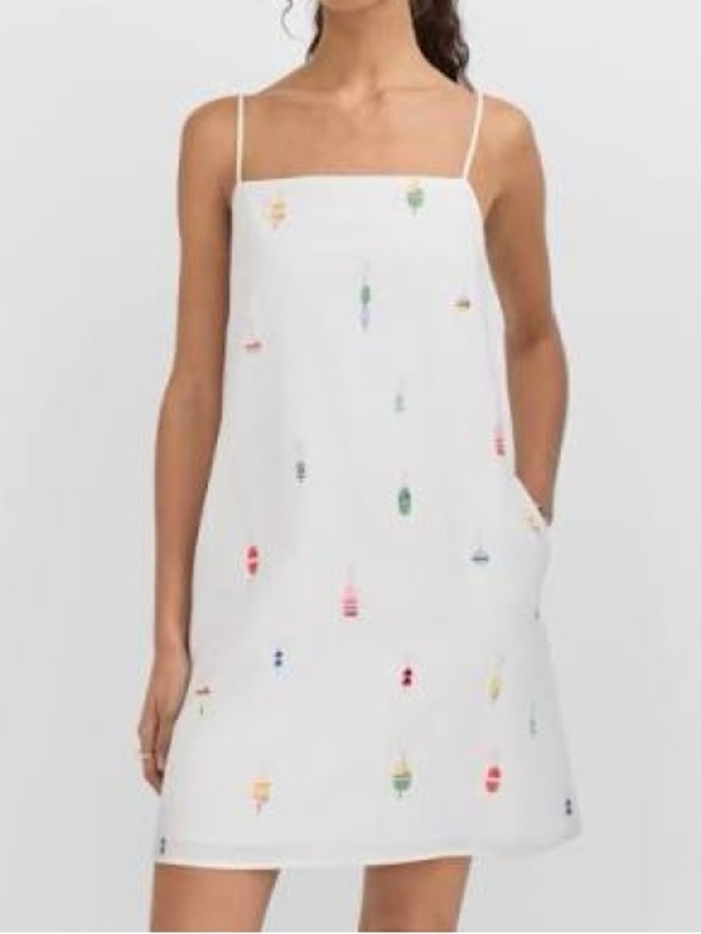 LOFT Buoy Linen Cotton Strappy Mini Pocket Dress Women’s XL